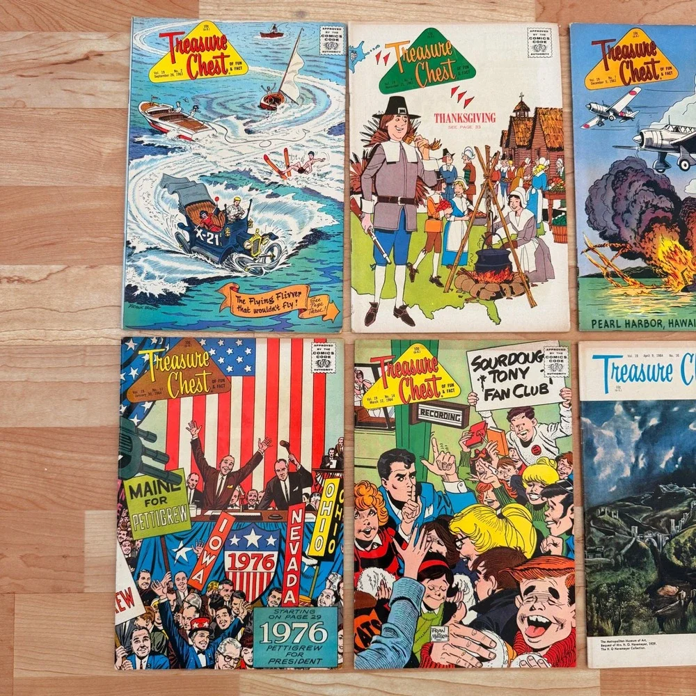 Vintage Treasure Chest of Fun & Fact Comic Magazine Lot of 9 Silver Age 1960s